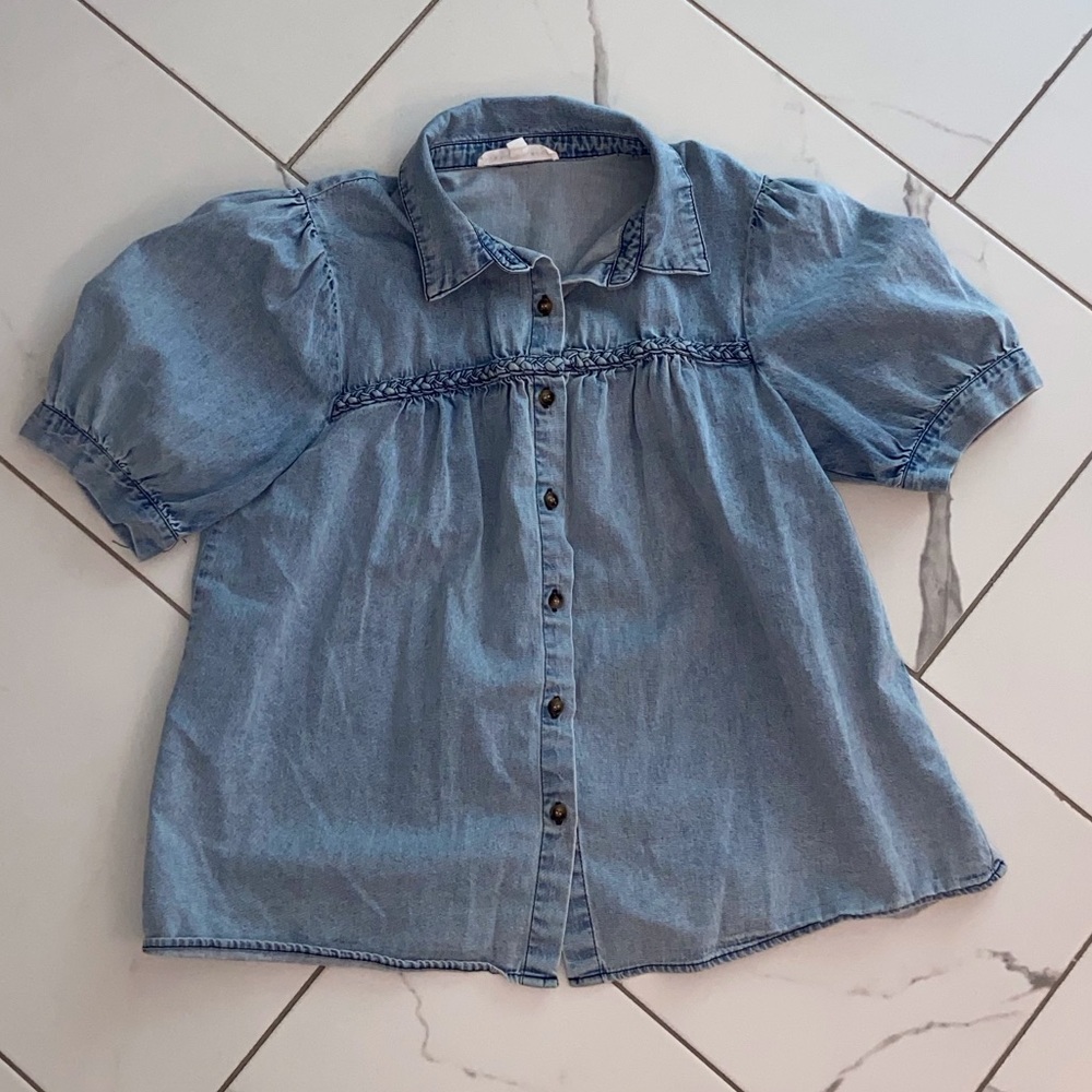 Jane + Delancey Light Blue Denim Top